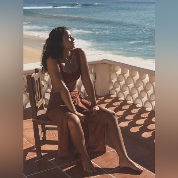 By Anthropologie Apron Open-Side Midi Skirt - Picture 3 of 7